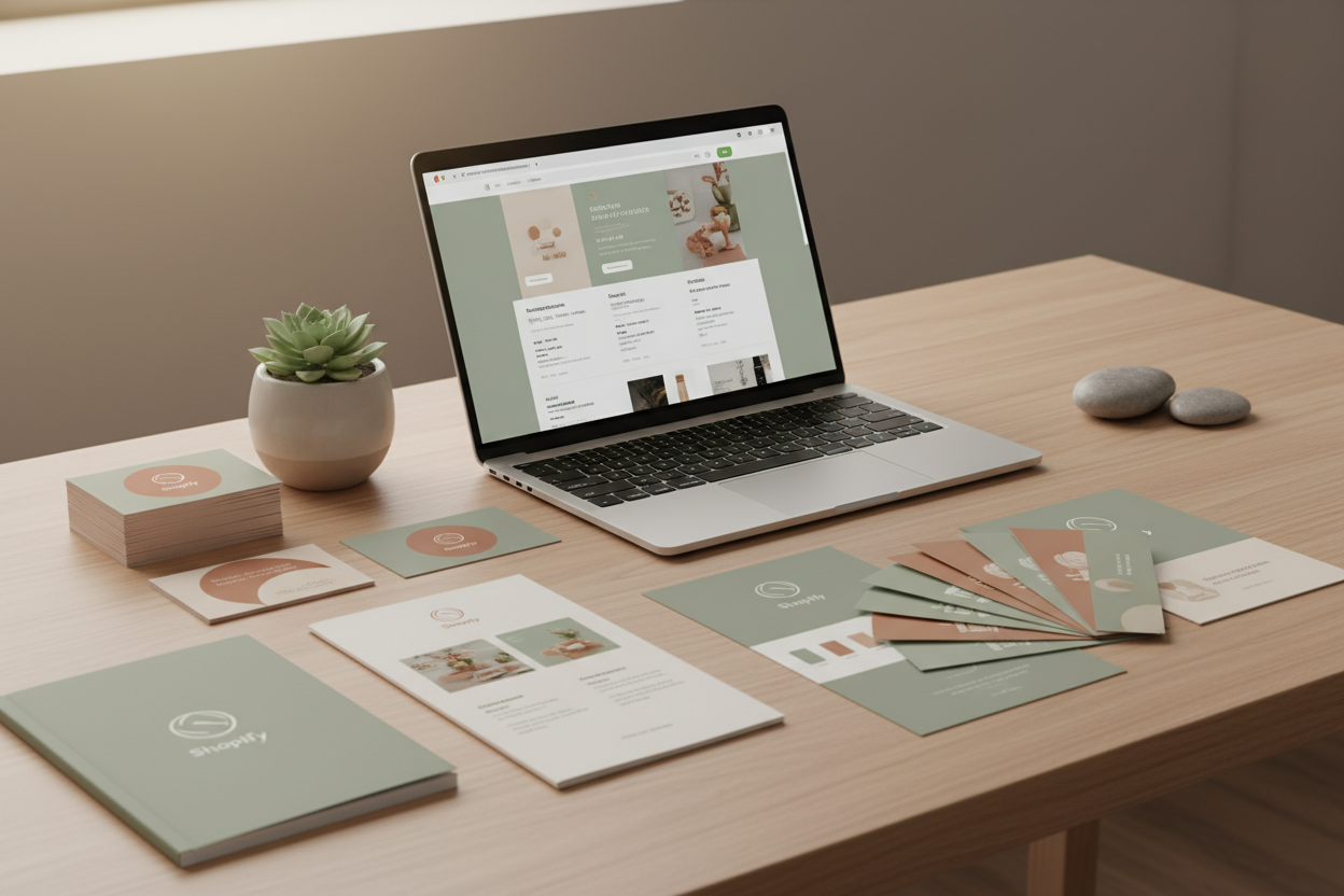 een afbeelding die het volgende weergeeft Bij TOMORO Essentials ondersteunen we ondernemers bij het opbouwen en versterken van hun merk. Van een professionele Shopify-website tot een sterke en herkenbare huisstijl: wij denken met je mee van idee tot uitvoering.

Wij helpen je onder andere met:

• Ontwerp & inrichting van Shopify-webshops;
• Prijslijsten, visitekaartjes en vouchers;
• Bedankkaartjes & marketingmateriaal;
• Huishoudelijke reglementen en documenten;
• Logo’s en complete huisstijlen.